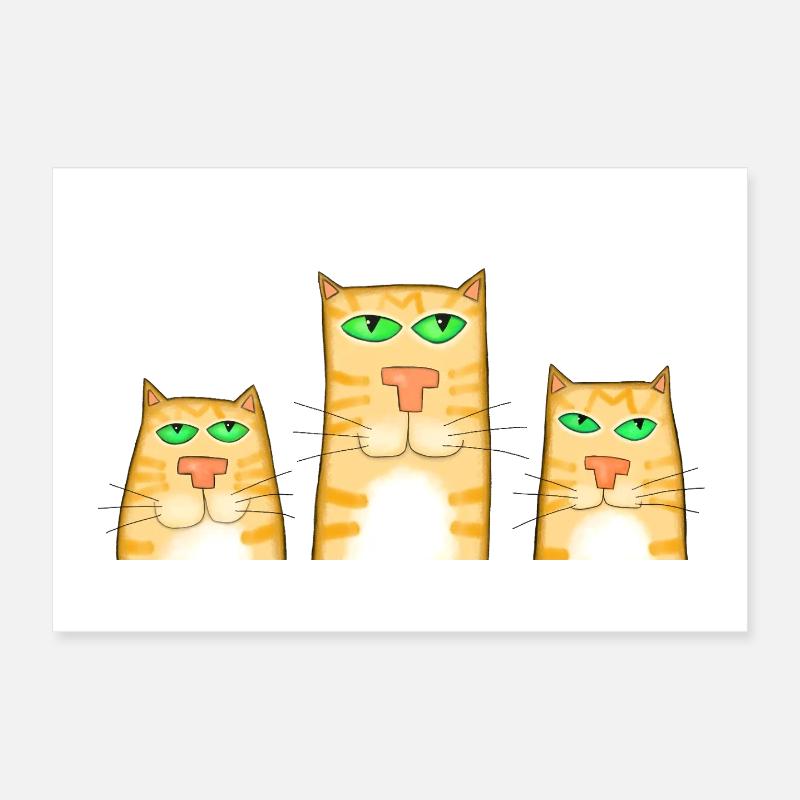 3 chats Poster 30 x 20 cm