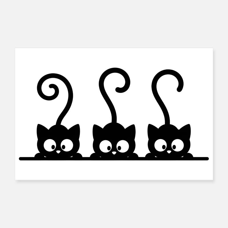Three Cats Silhouettes Poster 12" x 8" (30x20 cm)