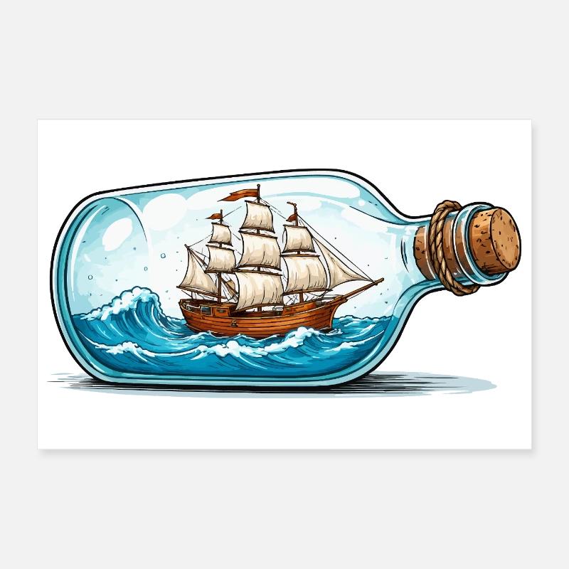 Schiffsmodell in Flasche Poster 30x20 cm