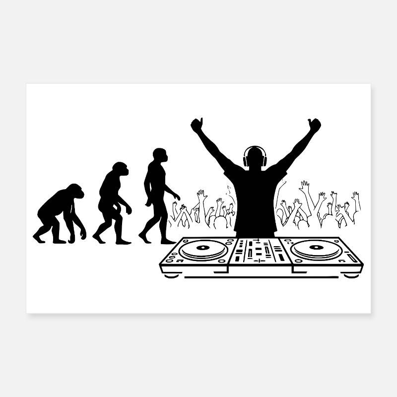 Evolution to DJ Humor Fun Poster 12" x 8" (30x20 cm)