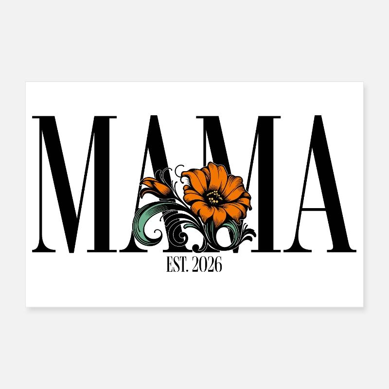Mama – Florale Vintage Blume Geschenkidee - Poster 30x20 cm - Weiß