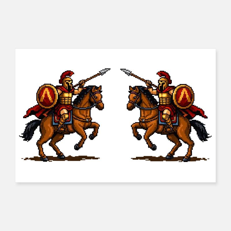 Duel équestre spartiate Poster 30 x 20 cm