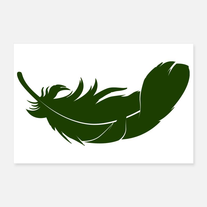 Green Feather Silhouette Poster 12" x 8" (30x20 cm)