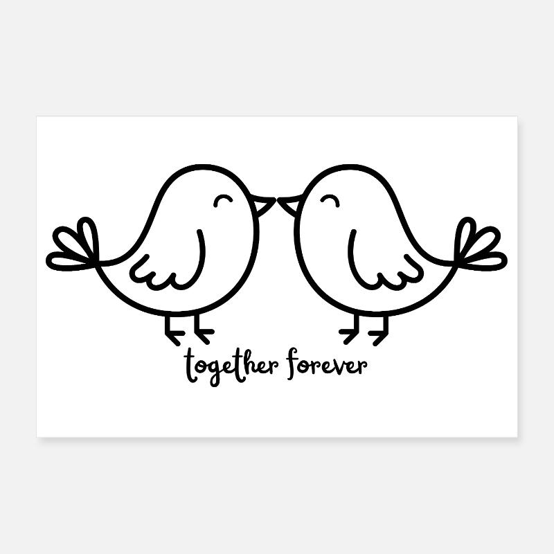 ensemble pour toujours Bird Poster 30 x 20 cm