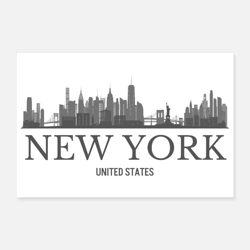 Skyline de New York, silhouette de New York Poster 30 x 20 cm