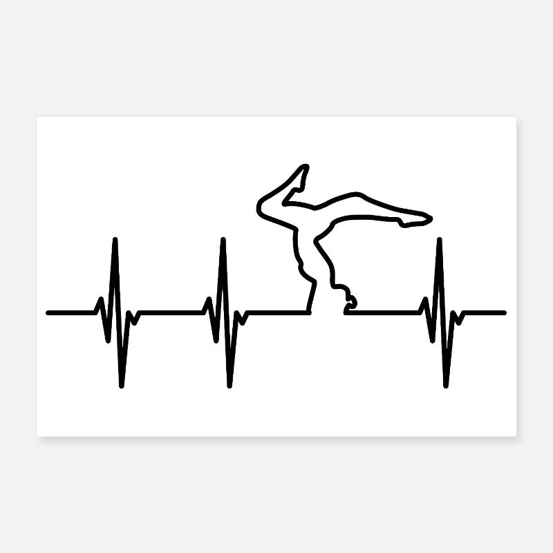 Yoga Pose Pulse Line Poster 12" x 8" (30x20 cm)