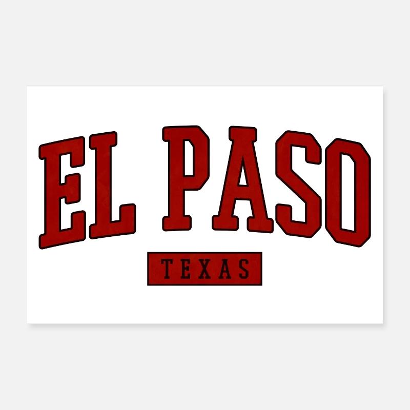 El Paso Vintage Varsity Font Poster 12" x 8" (30x20 cm)