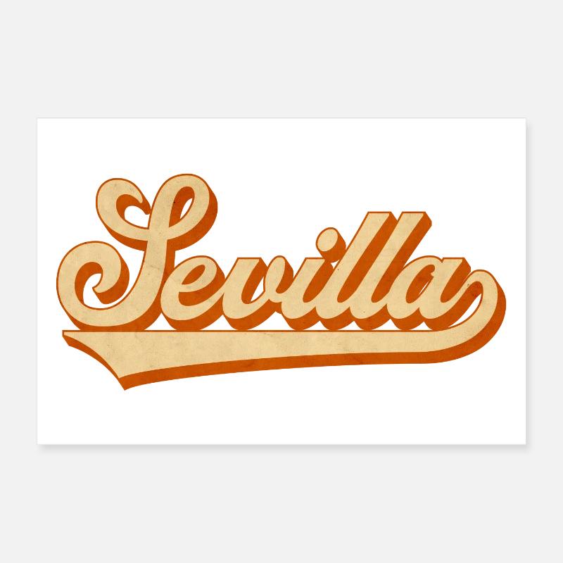 Sevilla Rétro lettrage Poster 30 x 20 cm