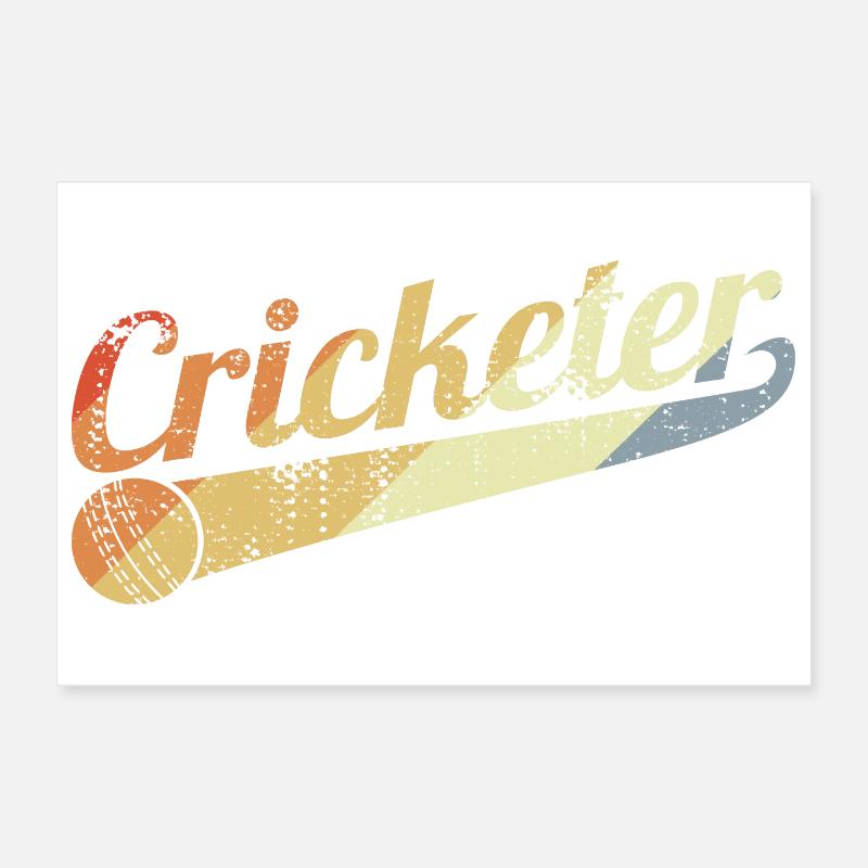 Retro Cricketer Poster 12" x 8" (30x20 cm)