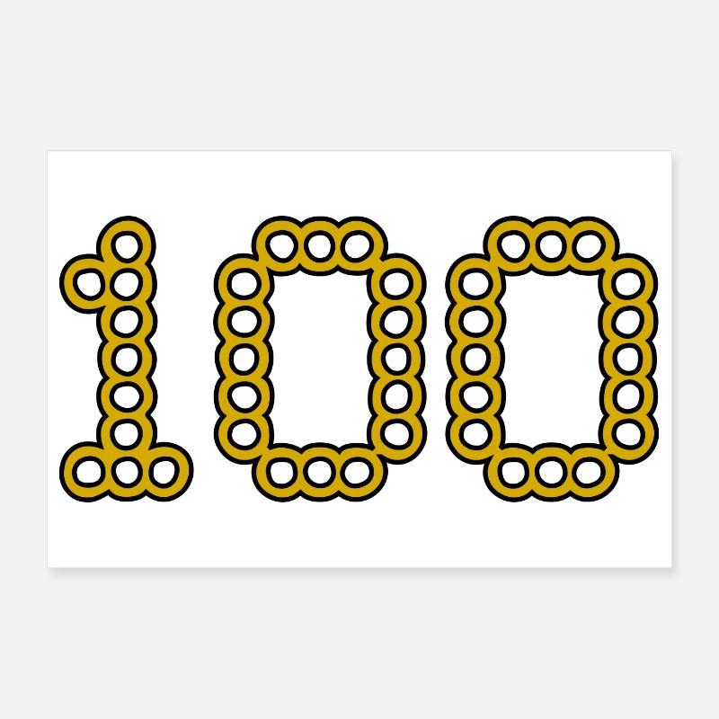 100. 100 YEARS. 100th ANNIVERSARY. BIRTHDAY 100 Poster 12" x 8" (30x20 cm)