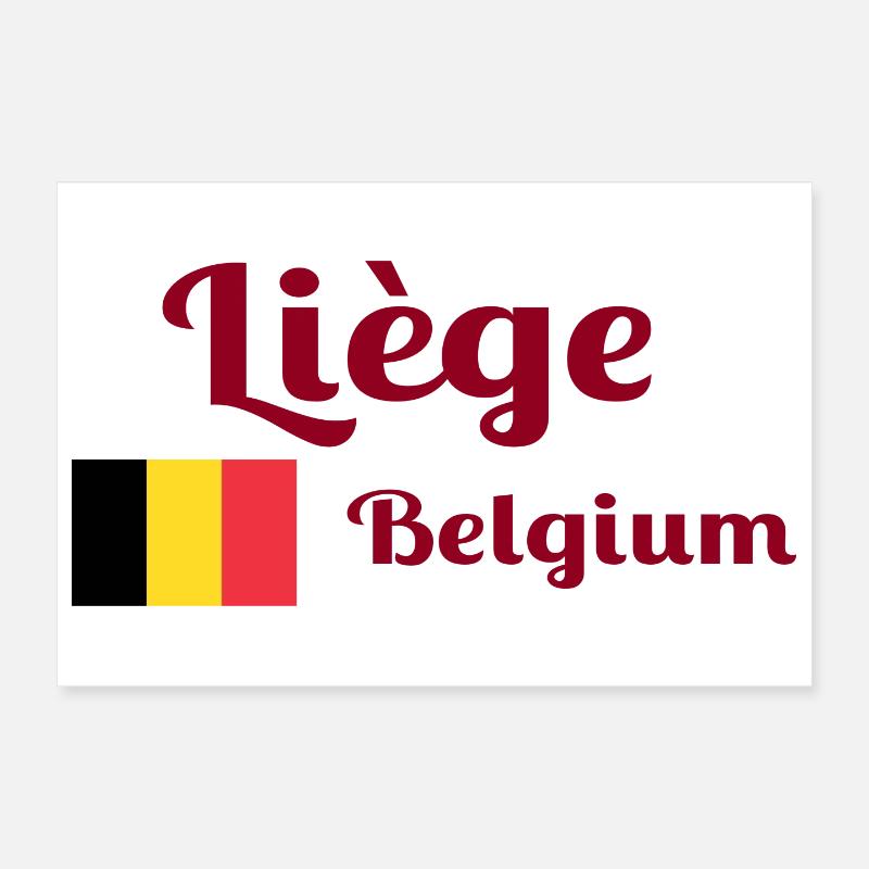 Liège Belgique - Imprimés élégants - Poster 30 x 20 cm - blanc