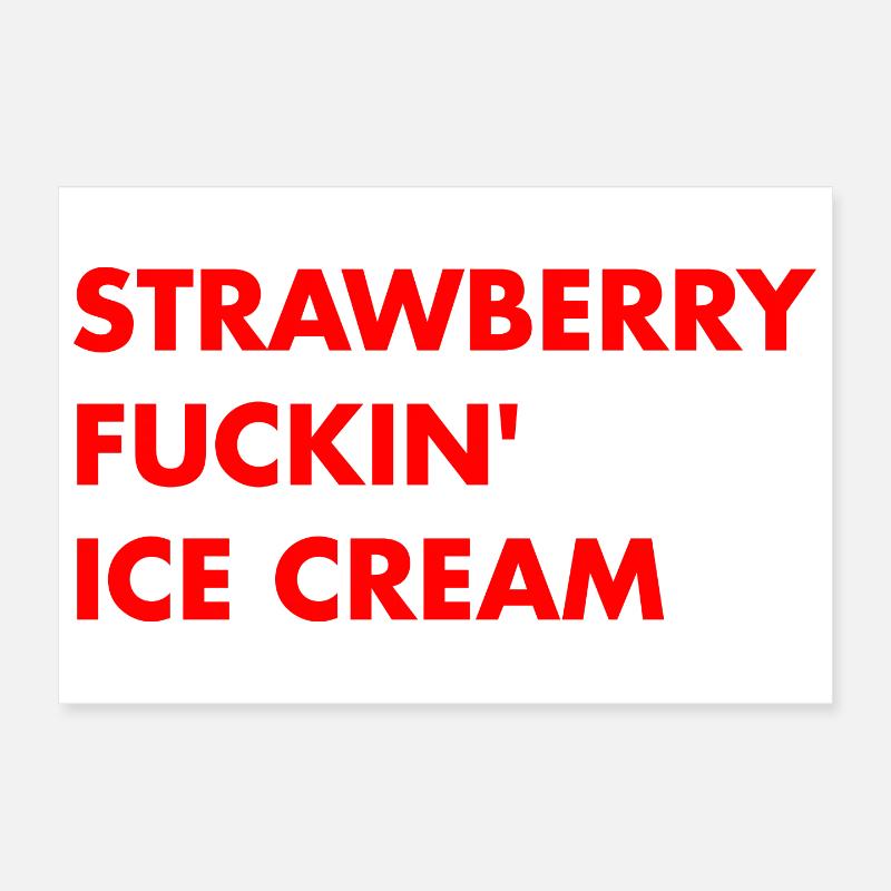 Erdbeer Eis - roter Schriftzug Poster 30x20 cm