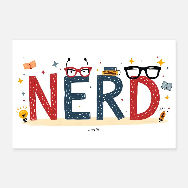 Nerd en lettres géantes et lunettes Poster 30 x 20 cm