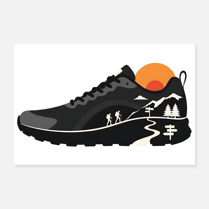 Mountain Trail Wanderschuh-Design Poster 30x20 cm