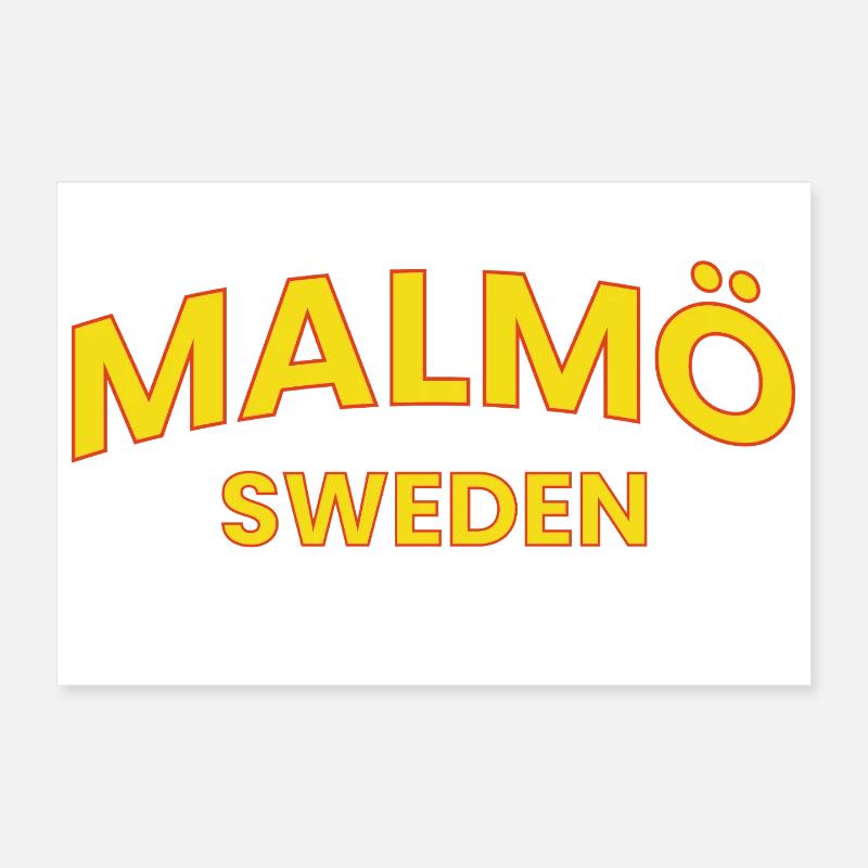 Malmö Sweden Retro Text Style Poster 12" x 8" (30x20 cm)