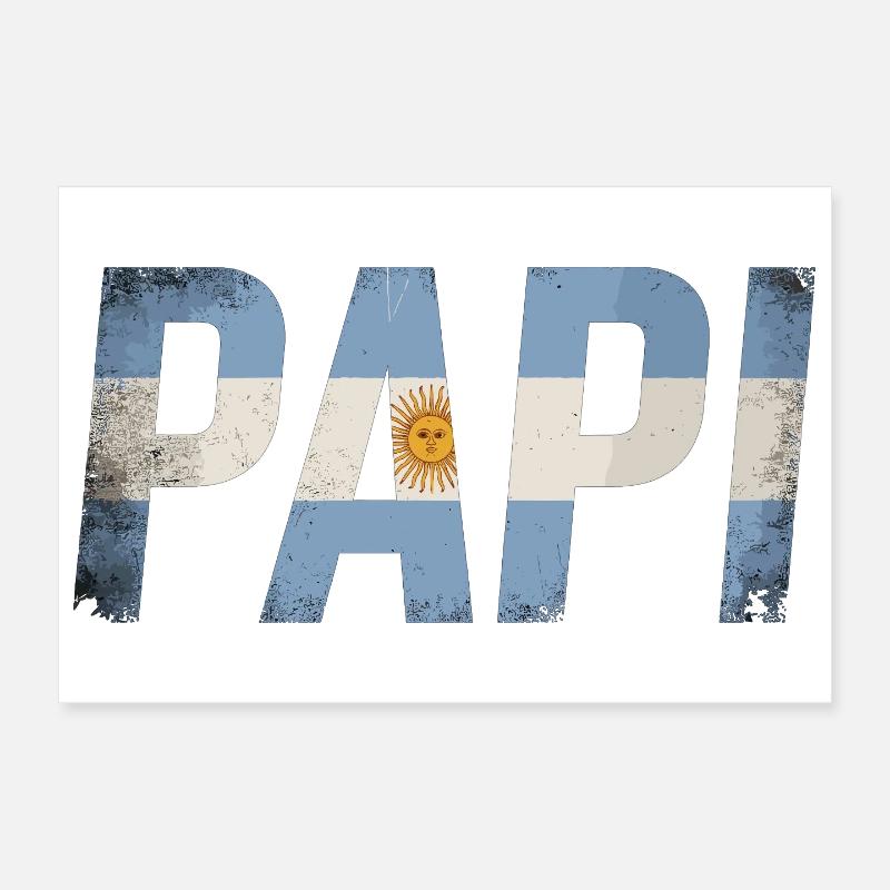 Papa Drapeau Argentin Papa Vintage Poster 30 x 20 cm
