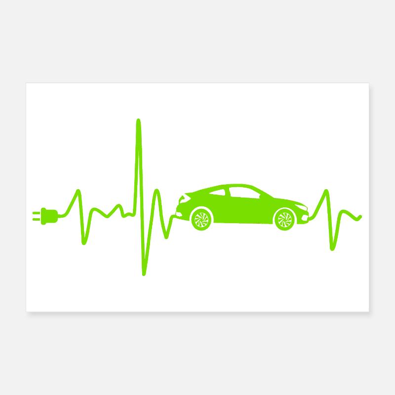 Voiture électrique avec Heartbeat Eauto rétro E-car Poster 30 x 20 cm