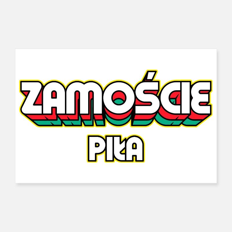 Zamość Piła. Retro District Name Poster 12" x 8" (30x20 cm)
