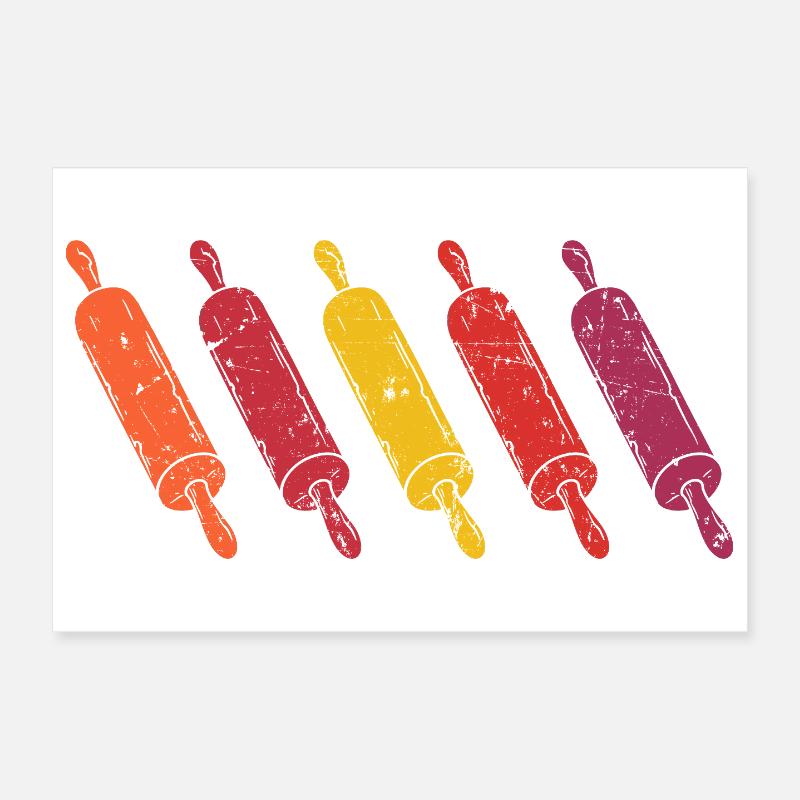 Nudelholz Retro Vintage Backen Bäcker Bäckerin Poster 30x20 cm