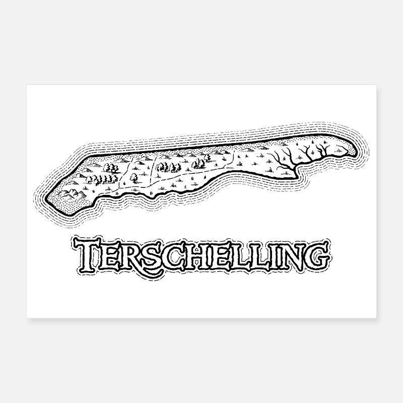 Terschelling | Antique map | Treasure map Poster 12" x 8" (30x20 cm)