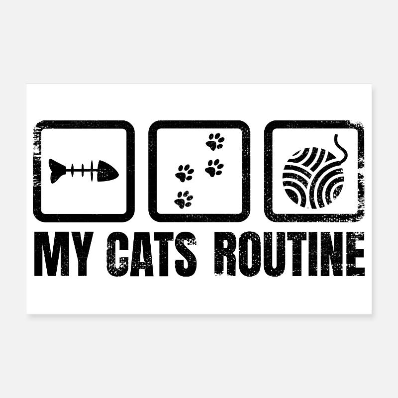 Cat Daily Routine Poster 12" x 8" (30x20 cm)