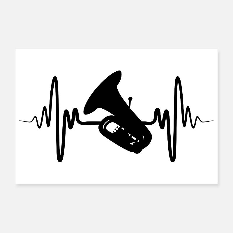Tuba Heartbeat Poster 12" x 8" (30x20 cm)