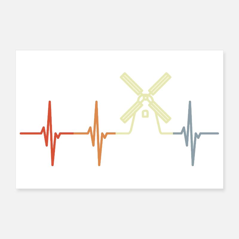 Cardiogramme du moulin à vent Poster 30 x 20 cm