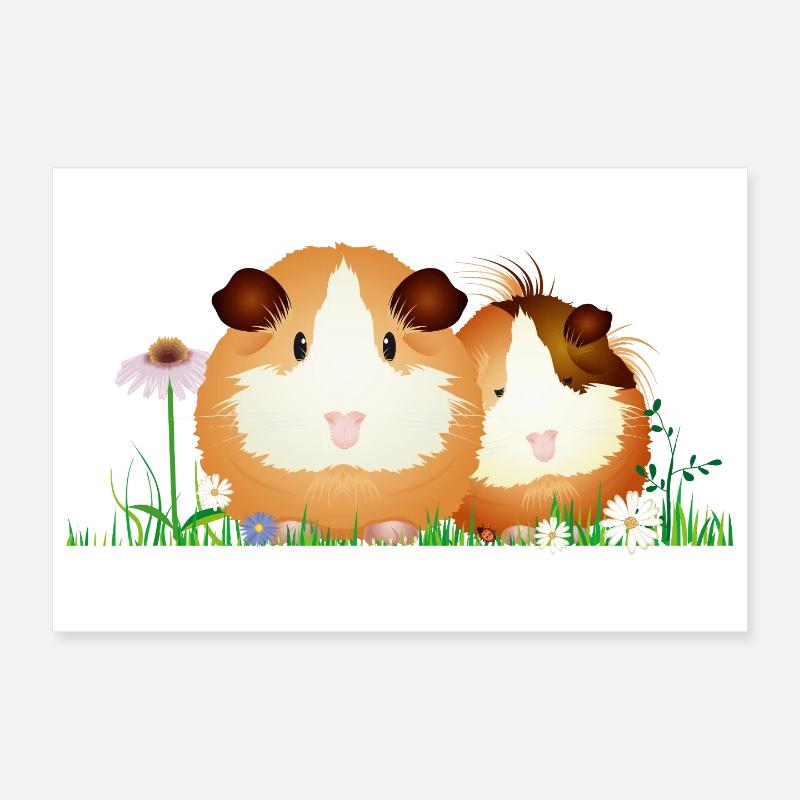 Two guinea pigs in the meadow – harmony Poster 12" x 8" (30x20 cm)