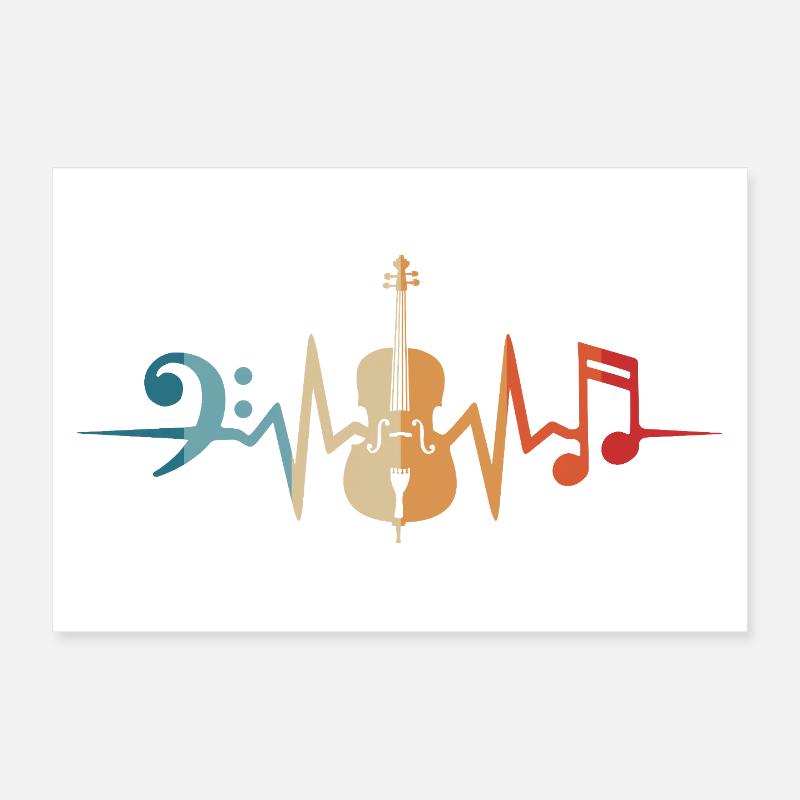 Cello Heartbeat Cellist Cello Cellist Poster 12" x 8" (30x20 cm)
