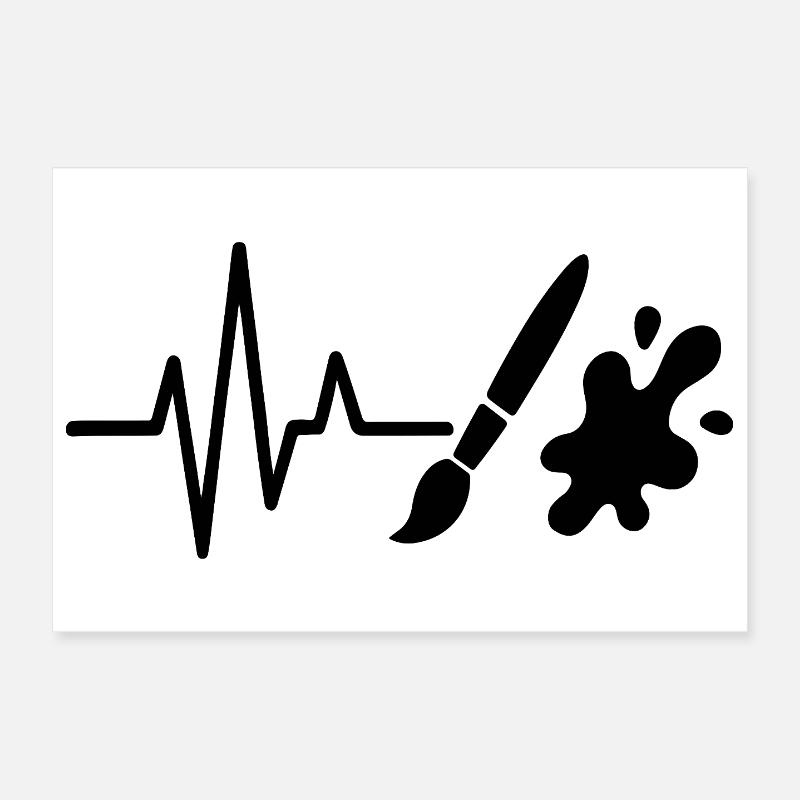 Paint Roller Heartbeat Line DIY Painter Design Poster 12" x 8" (30x20 cm)