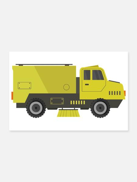 Camion balayeuse de voirie - Poster 30 x 20 cm - blanc - Devant