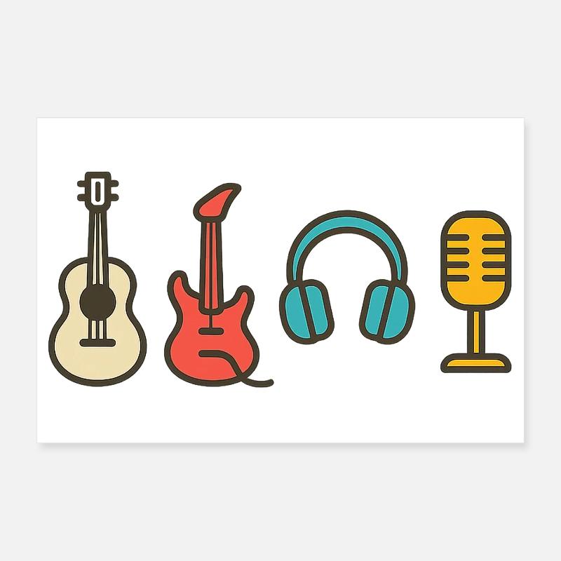 Music Notes Rhythm Beat Design Gift Poster 12" x 8" (30x20 cm)