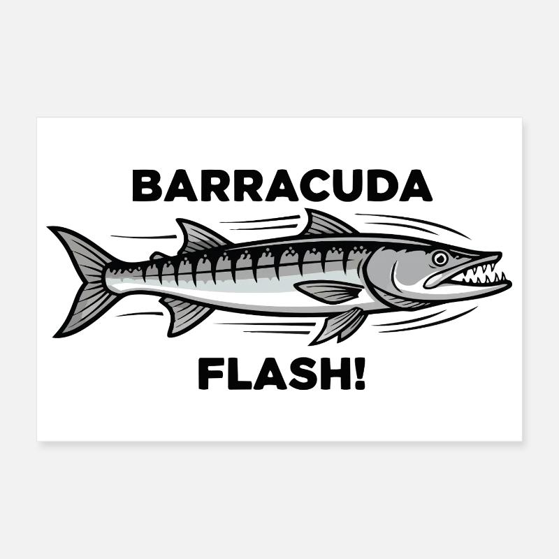 Barracuda Flash Prédateur Mer Barracuda Poster 30 x 20 cm