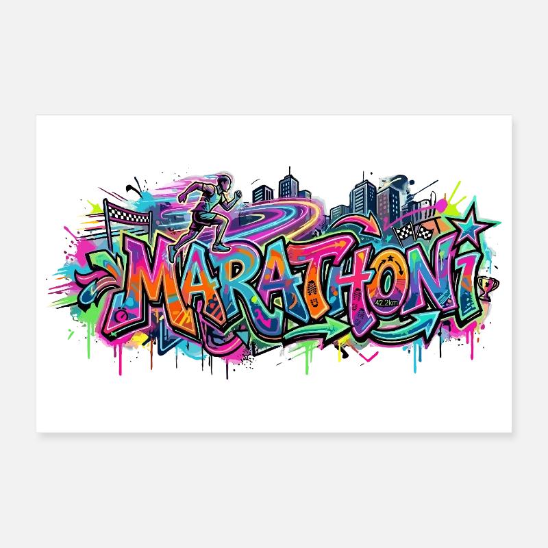 Farbrausch Marathon Graffiti - Poster 30 x 20 cm - blanc