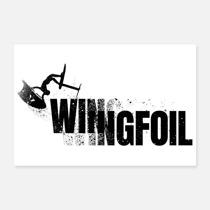 Wingfoiler avec lettrage Poster 30 x 20 cm