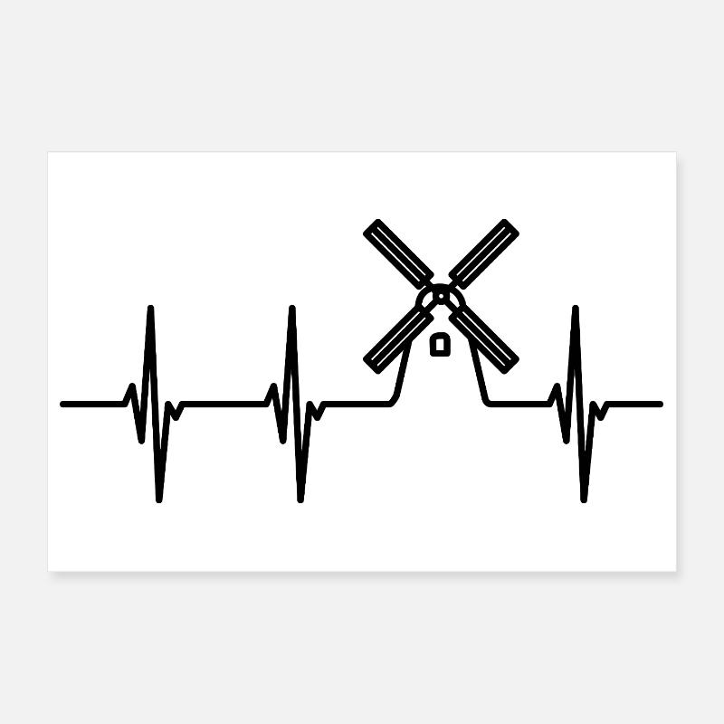 Windmill heartbeat Poster 12" x 8" (30x20 cm)