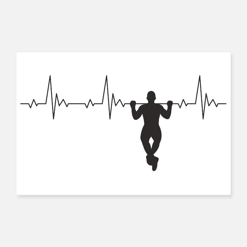 Calisthenics Heartbeat Pull-Up ECG Poster 12" x 8" (30x20 cm)