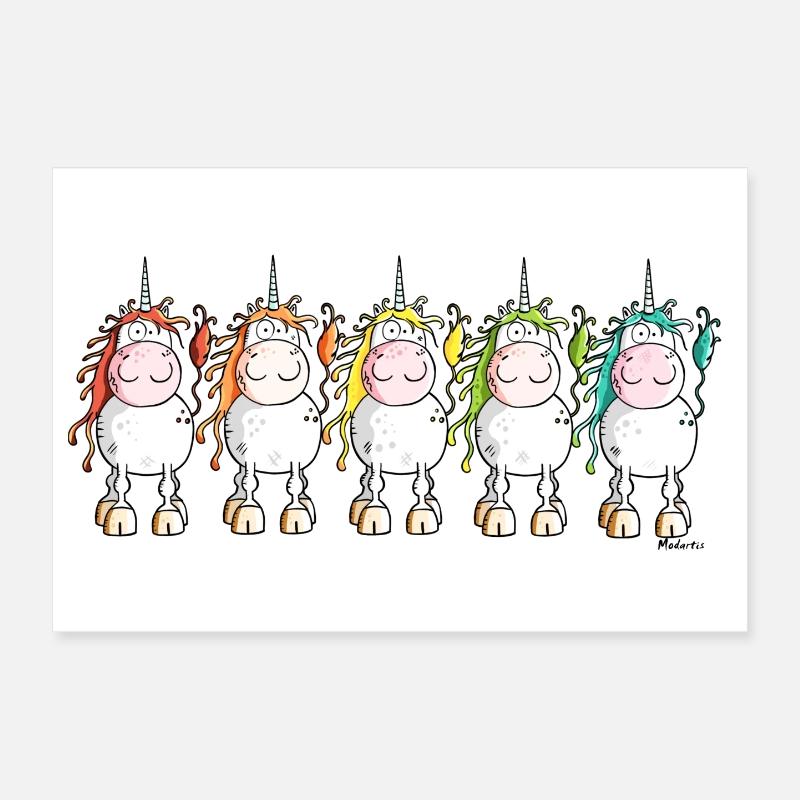 Funny Unicorns - Poster 30x20 cm - Weiß