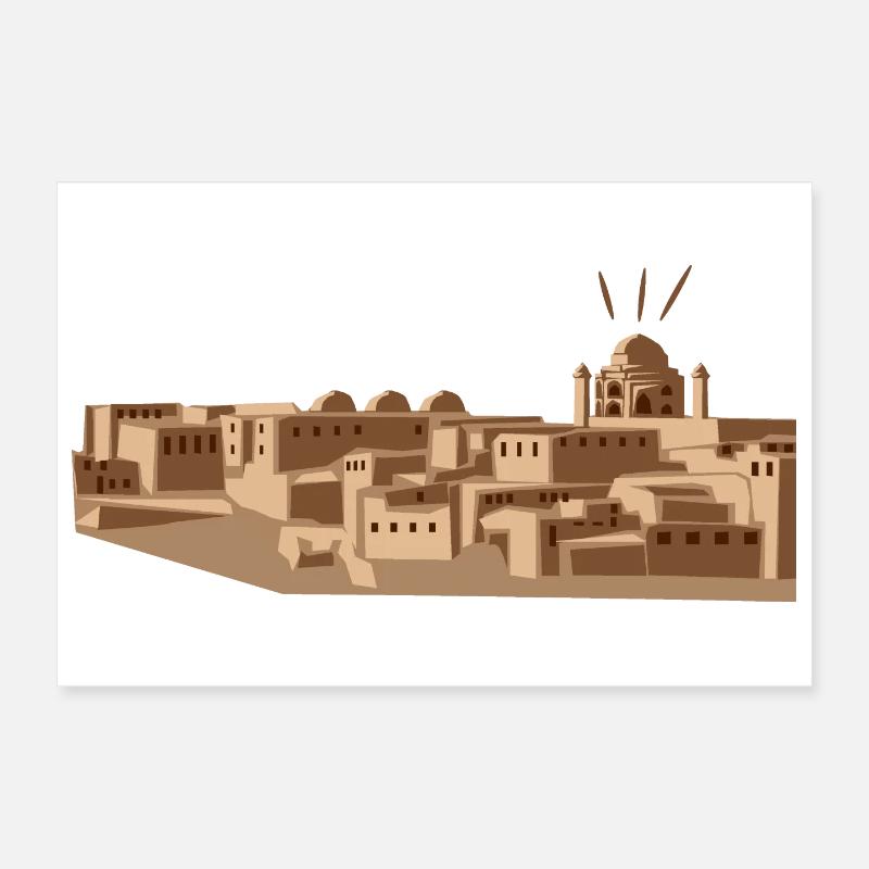 Ville du désert avec mosquée Poster 30 x 20 cm