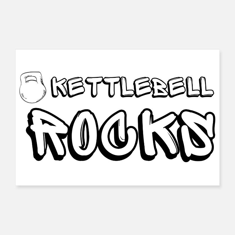 Kettlebell ROCKS Shirts schwarz - Poster 30x20 cm - Weiß