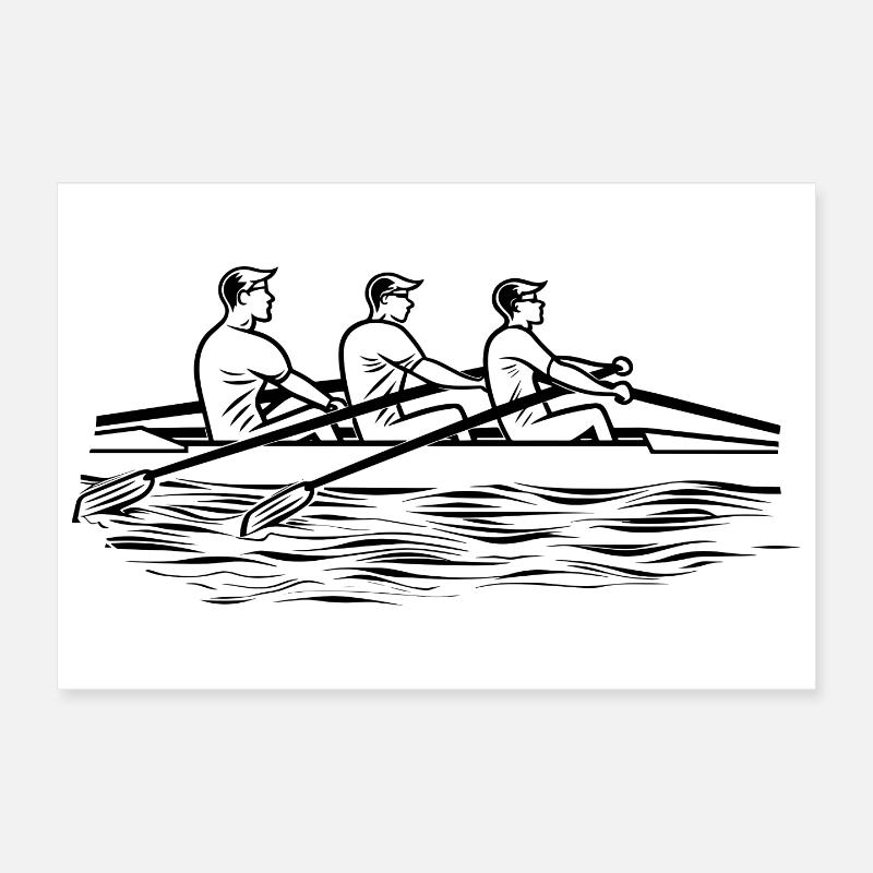 Rowing Team Drawing Poster 12" x 8" (30x20 cm)