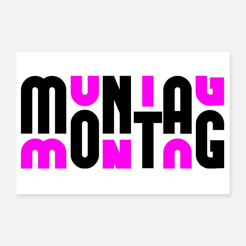 Monday Black/Pink Poster 12" x 8" (30x20 cm)
