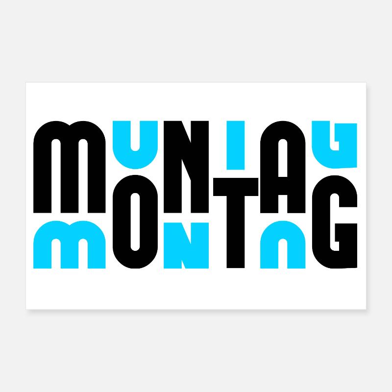 Lundi Noir/Cyan Poster 30 x 20 cm