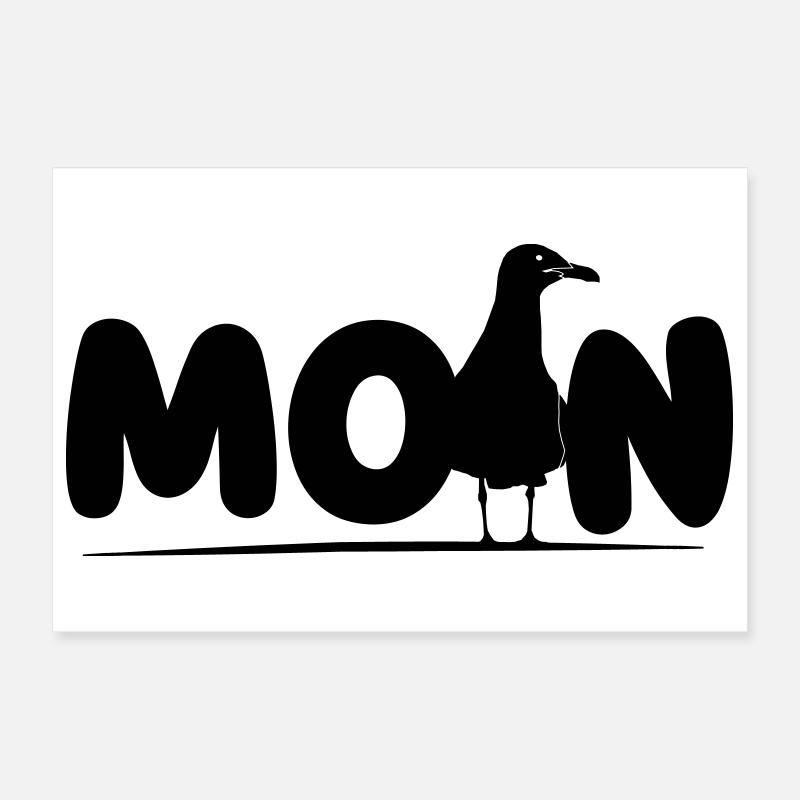 Hello with Seagull Poster 12" x 8" (30x20 cm)