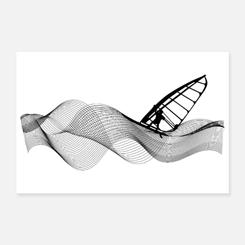 Véliplanchiste sur structure de vagues Poster 30 x 20 cm