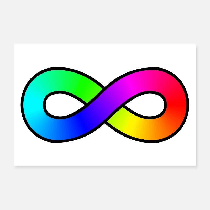 Autismus Regenbogen Unendlichkeit - Poster 30x20 cm - Weiß