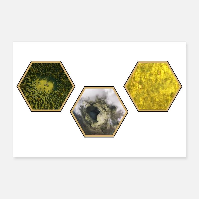 Les colons de Catan Hexagone Design Poster 30 x 20 cm