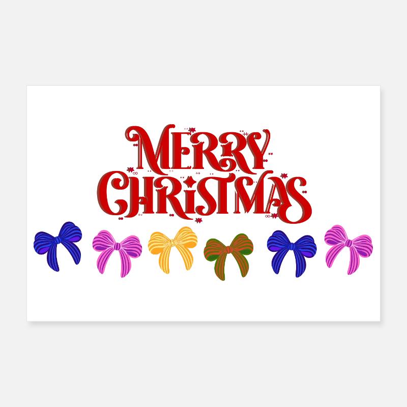Merry Christmas Bow Parade Poster 12" x 8" (30x20 cm)