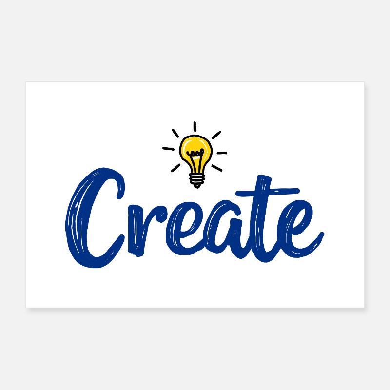 Create Lettering with Glowing Light Bulb Poster 12" x 8" (30x20 cm)