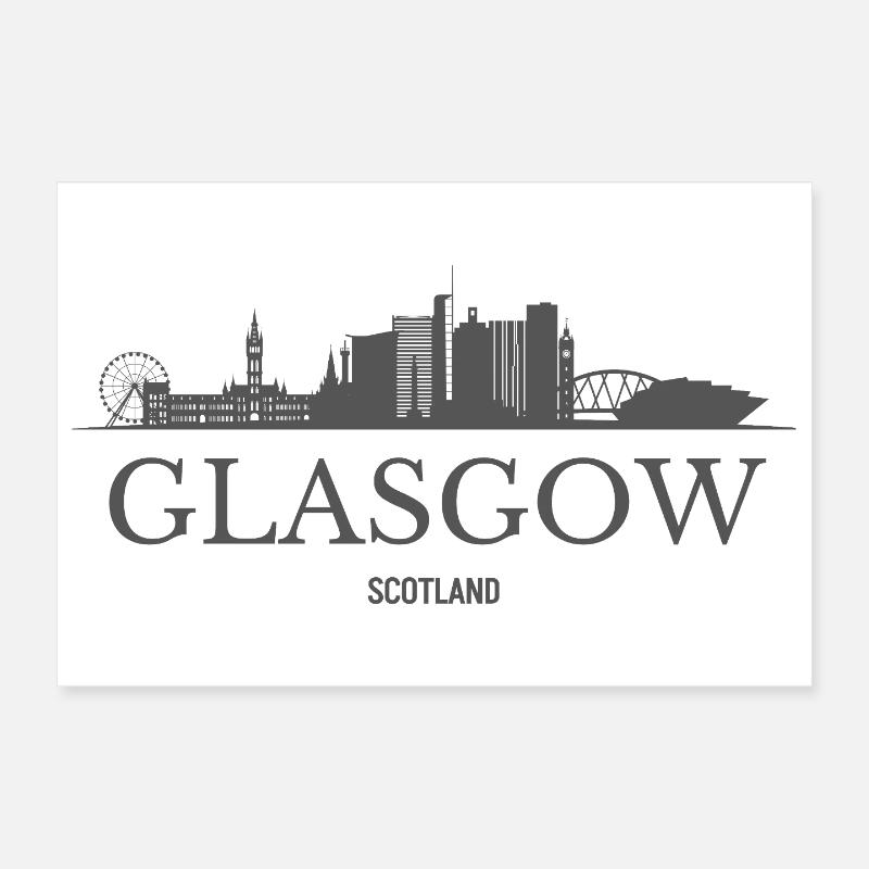 Glasgow, Écosse, silhouette de Glasgow Poster 30 x 20 cm